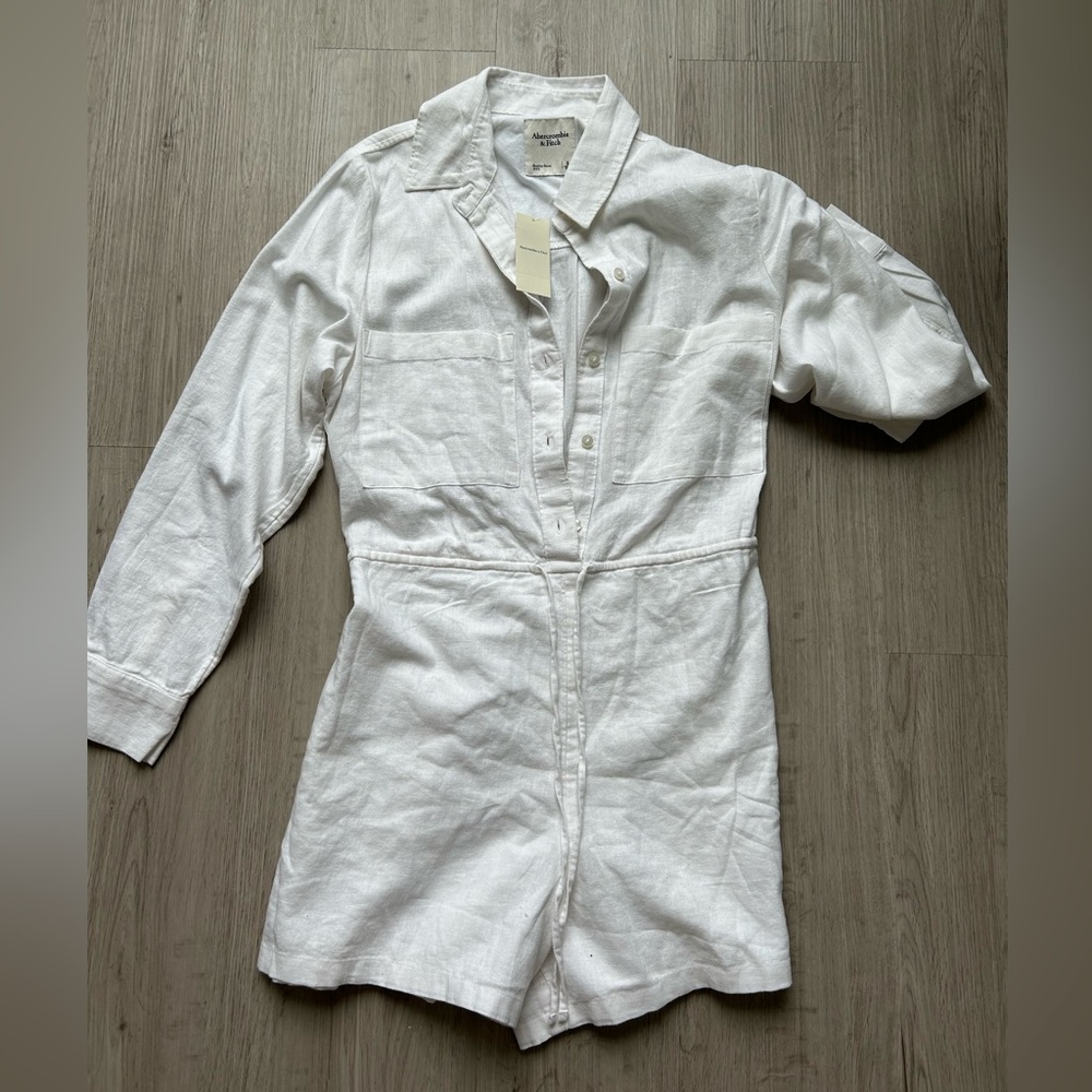 Abercrombie & Fitch Linen Blend Easy Waist Romper